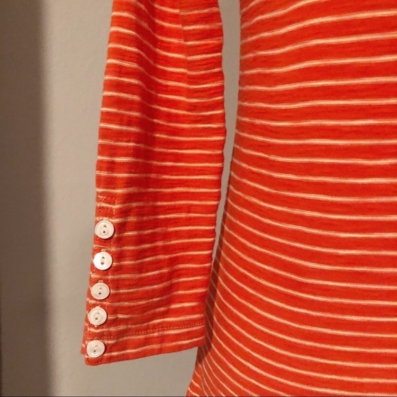 J Crew tangerine orange and white striped top - Picture 4 of 11
